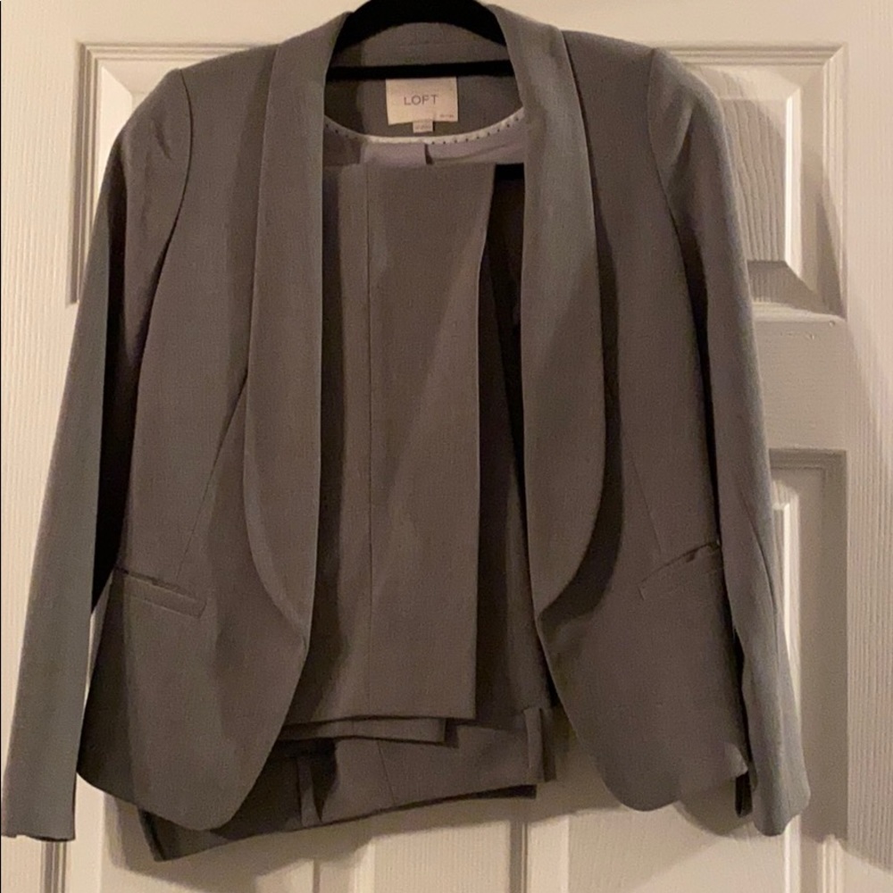 Loft 0P Gray Suit Jacket